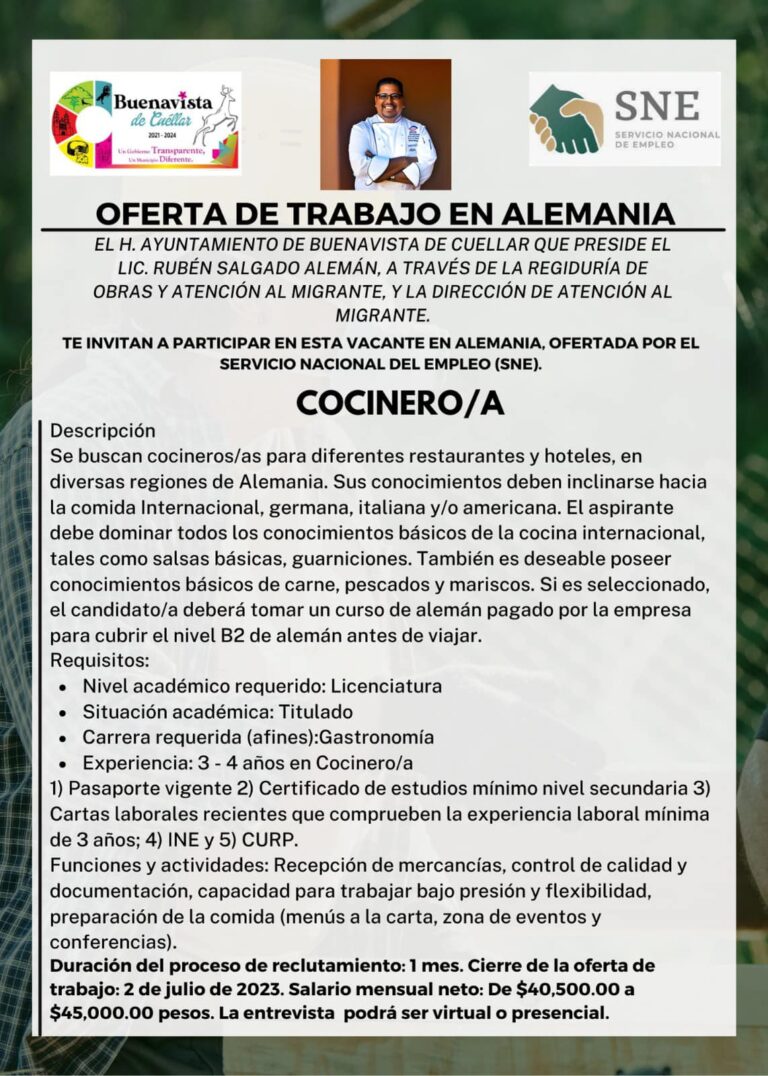 Oferta de trabajo en Alemania