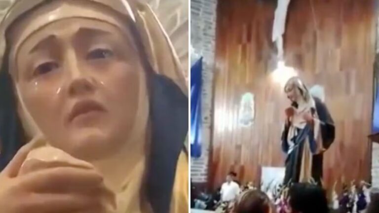 Video muestra como ‘llora’ una estatua de la Virgen María Video muestra como ‘llora’ una estatua de la Virgen María